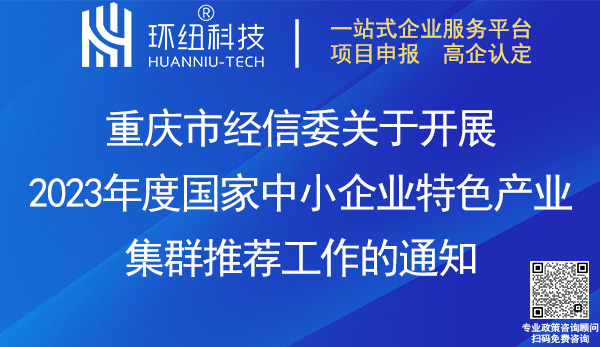 2023年度國家中小企業(yè)特色產(chǎn)業(yè)集群申報推薦